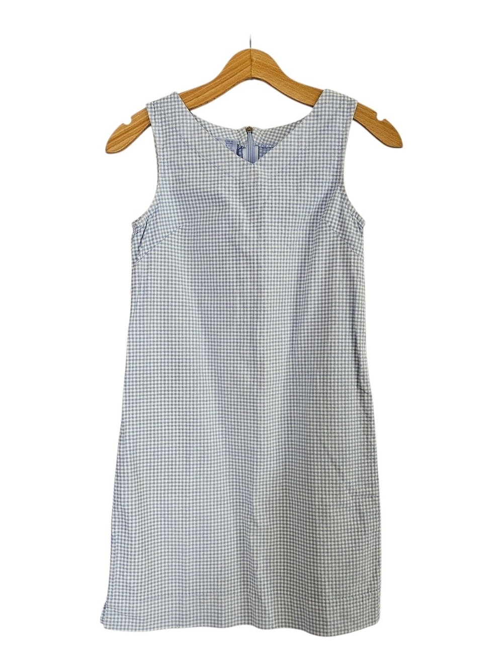Vintage Fresh Produce Sleeveless Blue and White Gingham Shift Dress Girls Small